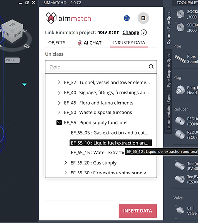 Attaching Uniclass and carbon data to a Plant 3D element
